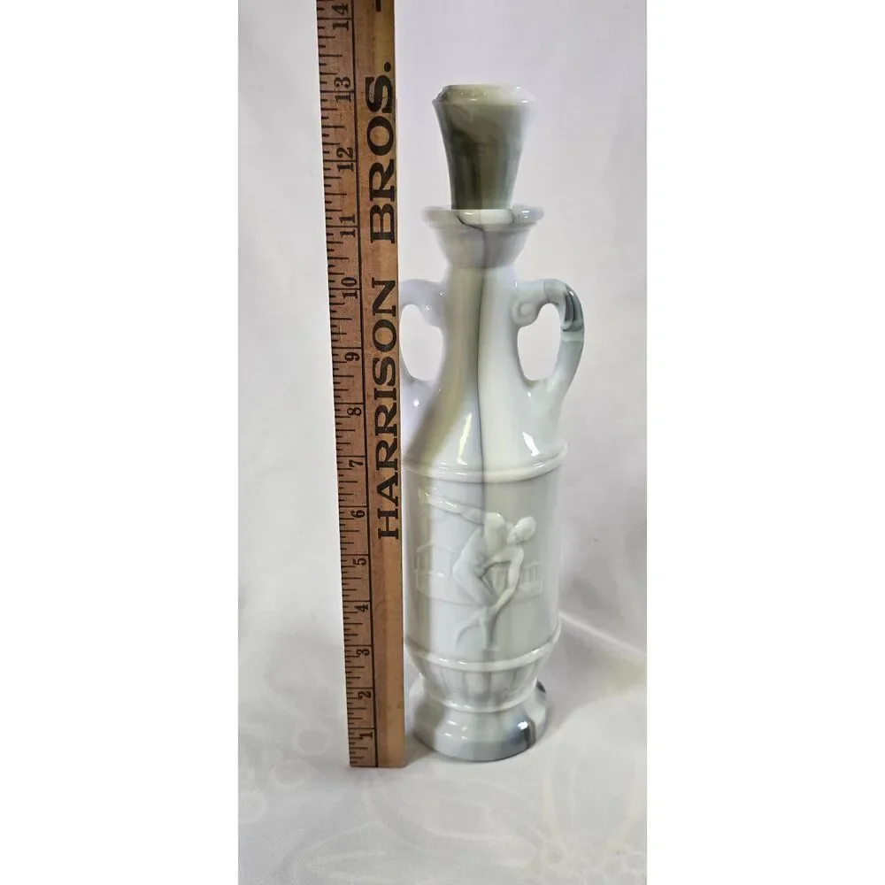 Vintage JIM BEAM liquor Decanter bottle White Marble GREEK Discus Thrower Empty